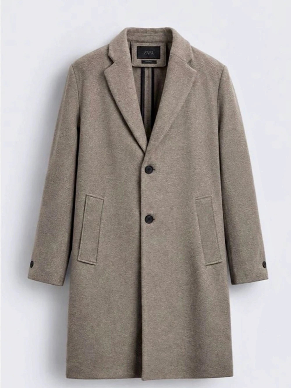 Zara single-breasted long overcoat / wool-blend /taupe, beige/ NWT